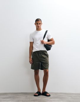 Arket ARKET pull on drawstring cord shorts in khaki green