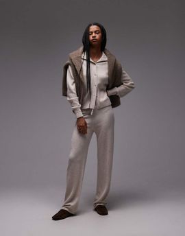 Arket ARKET pure cashmere knit pants with pull-on waist in beige melange - part of a set-Neutral