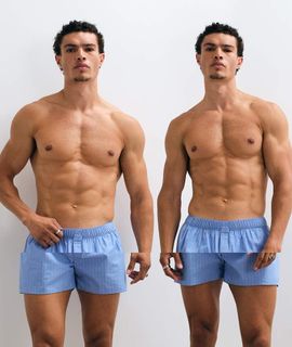 Arket ARKET pure cotton 2 pack shorts in blue striped print