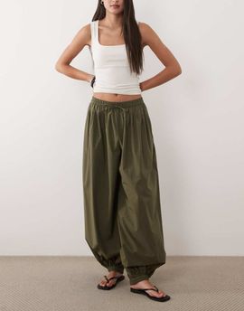 Arket ARKET pure cotton balloon pants in khaki-Green