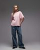 Arket ARKET pure cotton boxy T-shirt in washed rose pink - 4