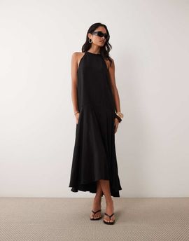 Arket ARKET pure cotton dropped waist maxi dress in black
