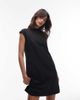 Arket ARKET pure cotton high neck cap sleeve mini dress in black - 3