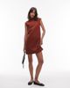 Arket ARKET pure cotton high neck cap sleeve mini dress in rust-Red - 1