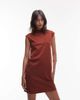 Arket ARKET pure cotton high neck cap sleeve mini dress in rust-Red - 2