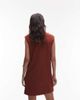 Arket ARKET pure cotton high neck cap sleeve mini dress in rust-Red - 3