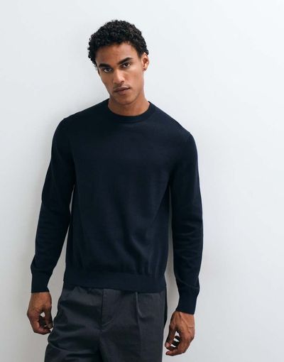Arket ARKET pure cotton lightweight sweater in navy