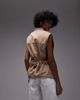 Arket ARKET pure cotton oversized belted workwear vest in beige-Neutral - 3