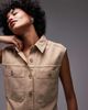 Arket ARKET pure cotton oversized belted workwear vest in beige-Neutral - 4