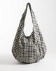 Arket ARKET pure cotton packable shopper tote bag in beige and black gingham-Neutral - 1