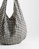 Arket ARKET pure cotton packable shopper tote bag in beige and black gingham-Neutral - 4