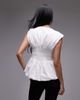 Arket ARKET pure cotton poplin pintuck blouse with corset waist in white - 3