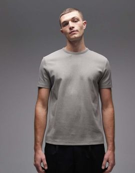 Arket ARKET pure cotton premium textured t-shirt in gray