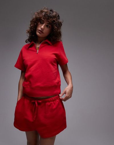 Arket ARKET pure cotton pull on runner shorts in red