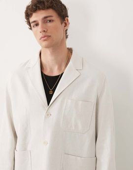 Arket ARKET pure cotton single breasted suit jacket in beige-Neutral