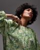 Arket ARKET pure cotton smock midaxi dress with drop waist in green leaf print-Multi - 2
