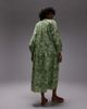 Arket ARKET pure cotton smock midaxi dress with drop waist in green leaf print-Multi - 4