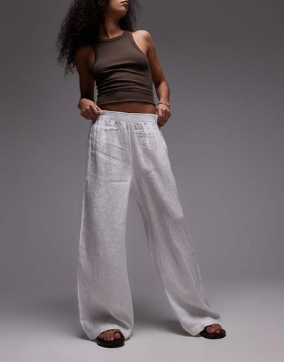 Arket ARKET pure linen palazzo pants with pull-on waist in white