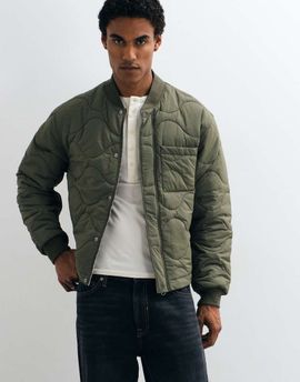 Arket ARKET quilted liner light weight jacket in khaki green