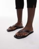 Arket ARKET real leather square toe chunky flip flops in black - 1