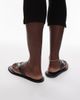 Arket ARKET real leather square toe chunky flip flops in black - 2