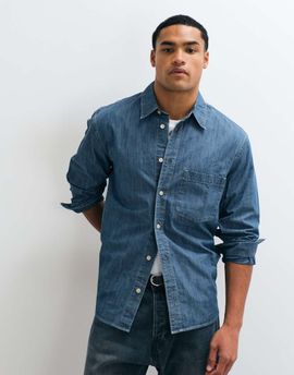 Arket ARKET regular fit denim shirt in midwash blue