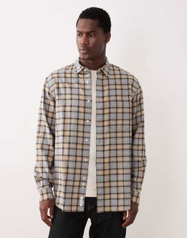 Arket ARKET relaxed fit flannel shirt in beige-Neutral