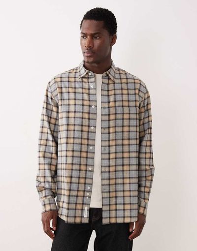 Arket ARKET relaxed fit flannel shirt in beige-Neutral