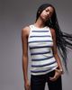 Arket ARKET ribbed jersey tank top in multi stripe - 1