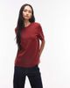 Arket ARKET rich cotton stretch heavyweight interlock short sleeve t-shirt in burgundy-Red - 1