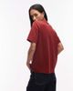 Arket ARKET rich cotton stretch heavyweight interlock short sleeve t-shirt in burgundy-Red - 2