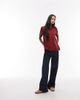 Arket ARKET rich cotton stretch heavyweight interlock short sleeve t-shirt in burgundy-Red - 4