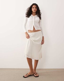 Arket ARKET satin midi skirt in off white