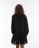 Arket ARKET seersucker mini dress with tiered hem and puff sleeves in black - 2