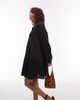 Arket ARKET seersucker mini dress with tiered hem and puff sleeves in black - 3