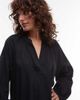 Arket ARKET seersucker mini dress with tiered hem and puff sleeves in black - 4