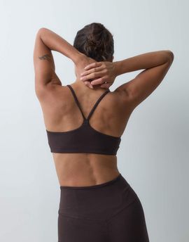 Arket ARKET set soft seamless sports bra in dark brown