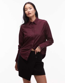 Arket ARKET shirt with deep cuffs in burgundy-Red