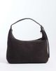 Arket ARKET small pure suede leather detachable cross body tote bag in dark brown - 1