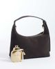 Arket ARKET small pure suede leather detachable cross body tote bag in dark brown - 2