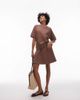 Arket ARKET soft touch elasticized waist mini skirt in brown - 1
