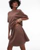 Arket ARKET soft touch elasticized waist mini skirt in brown - 2