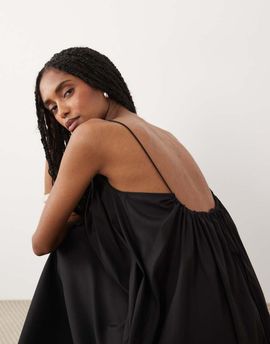 Arket ARKET spaghetti strap beach maxi dress in black