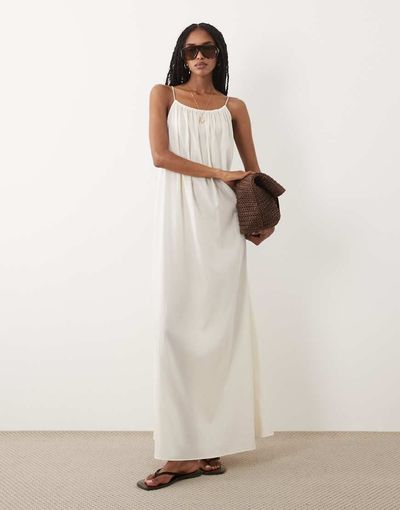 Arket ARKET spaghetti strap beach maxi dress in white
