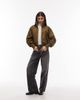Arket ARKET sporty nylon bomber jacket with funnel neck in khaki green - 4