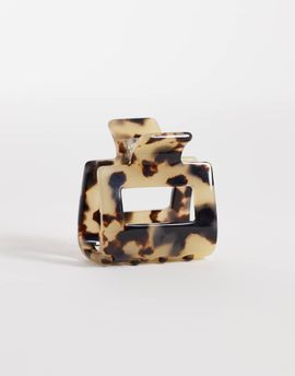 Arket ARKET square claw clip in beige tortoise print-Neutral