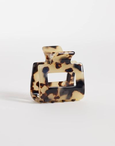 Arket ARKET square claw clip in beige tortoise print-Neutral
