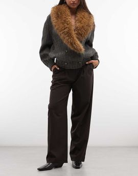 Arket ARKET stretch wool tailored straight leg pants in brown dark brown