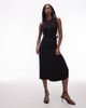 Arket ARKET stretchy henley sleeveless midi dress with belt in black - 1