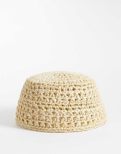 Arket ARKET summer raffia pillbox hat in natural beige-Neutral